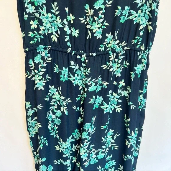 CeCe Breeze Boutique Navy Blue Floral Flutter Jumpsuit Romper Women’s Size 10 - Picture 12 of 15